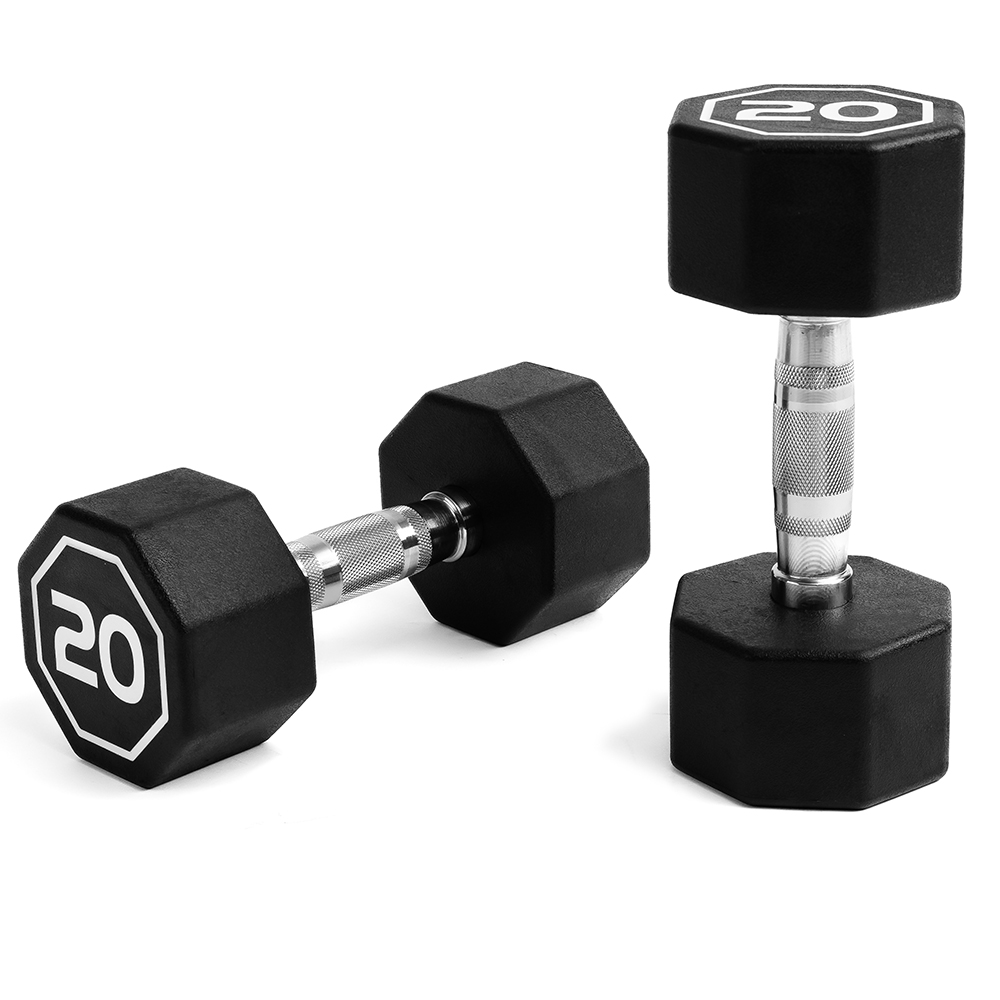 APOLLO IR3920 Premium Octagonal Dumbbell, Large Numbers, Hard Chrome Plated Handle Dumbbells To Assist with Push-Ups, 20 Lbs Set of 2