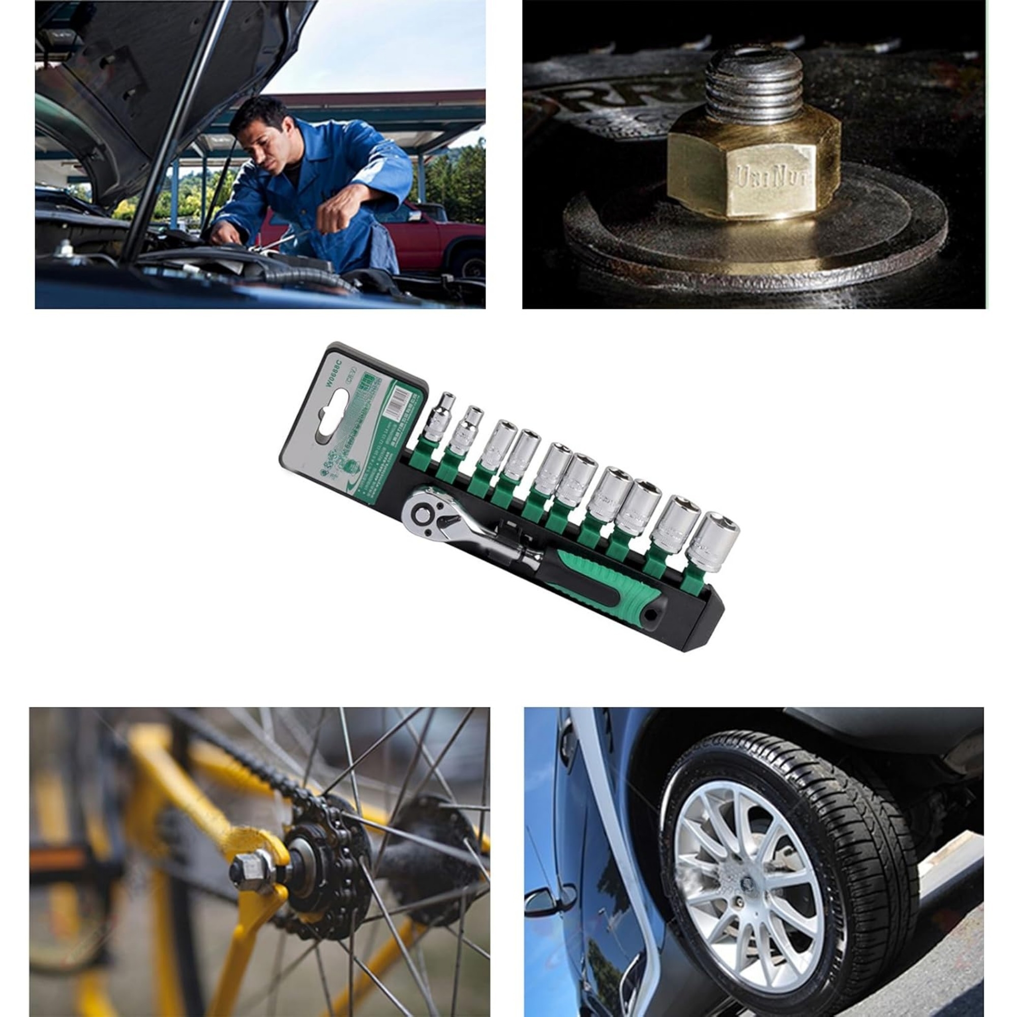 11-piece Ratchet Socket Driver Set Chrome Vanadium Steel Mirror Auto Repair Car Extension Set Small Medium Large Set