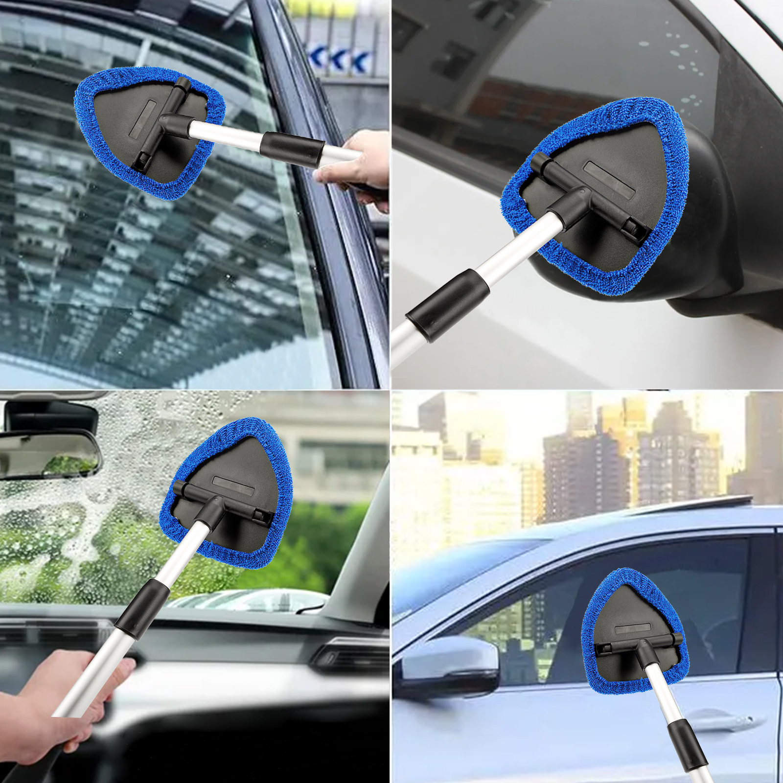 Car Window Cleaner Tool, Auto Glass Cleaner Wand 3 Reusable and 1 pcs Spray Bottles【Shipment from FBA】