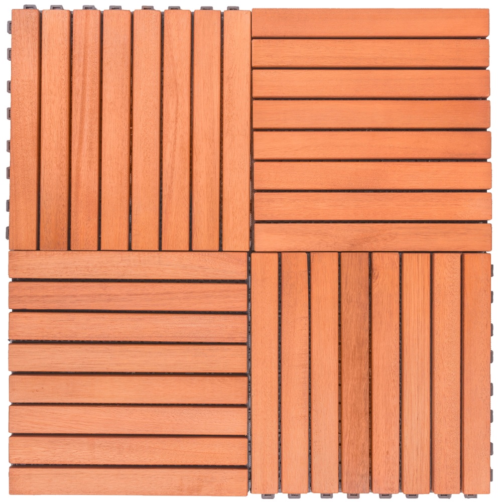 Reddish Brown Wood Interlocking Deck Tile (Set of 10 Tiles)- AS ( Amazon Shipping)