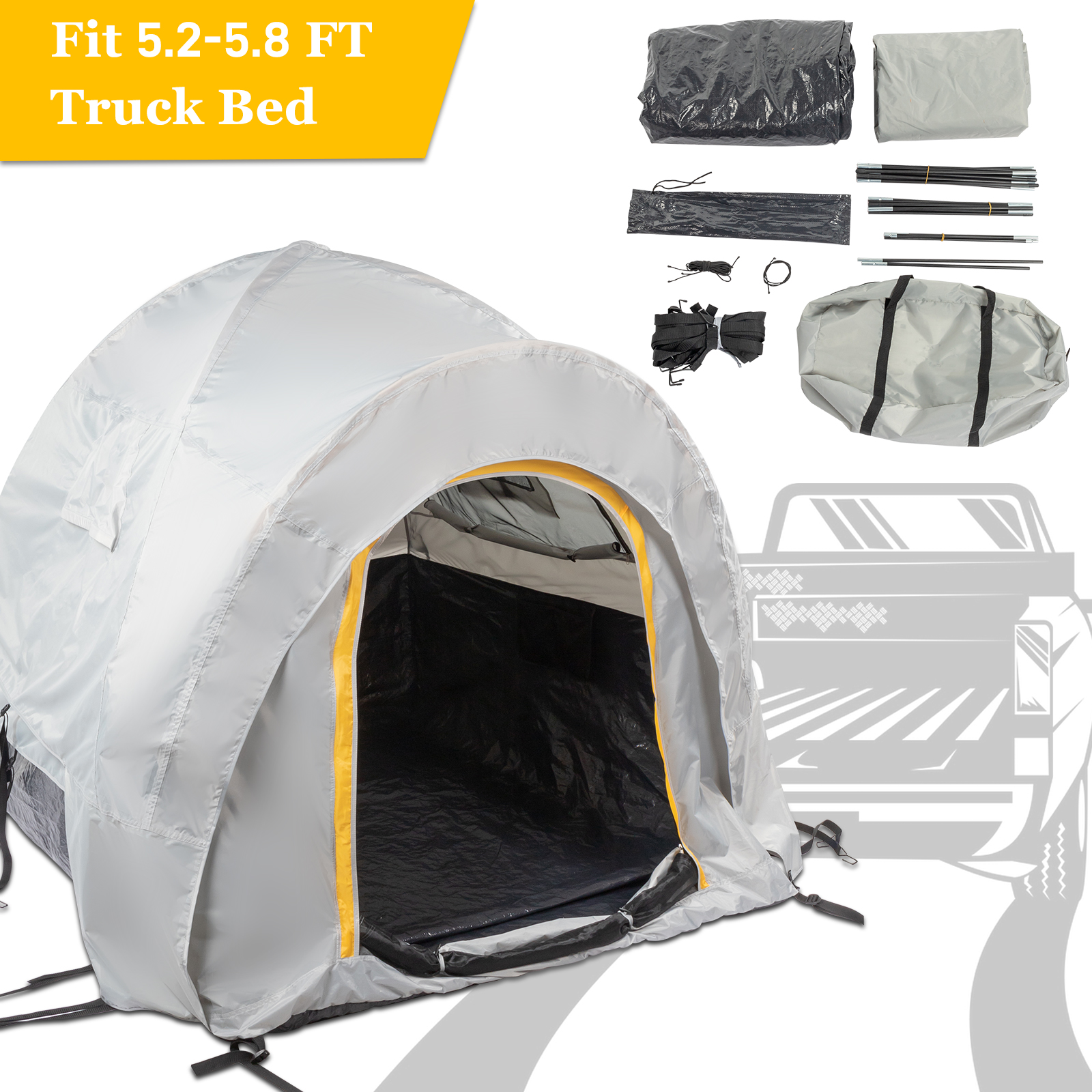 Small gray orange tent 5.2-5.8ft pickup truck