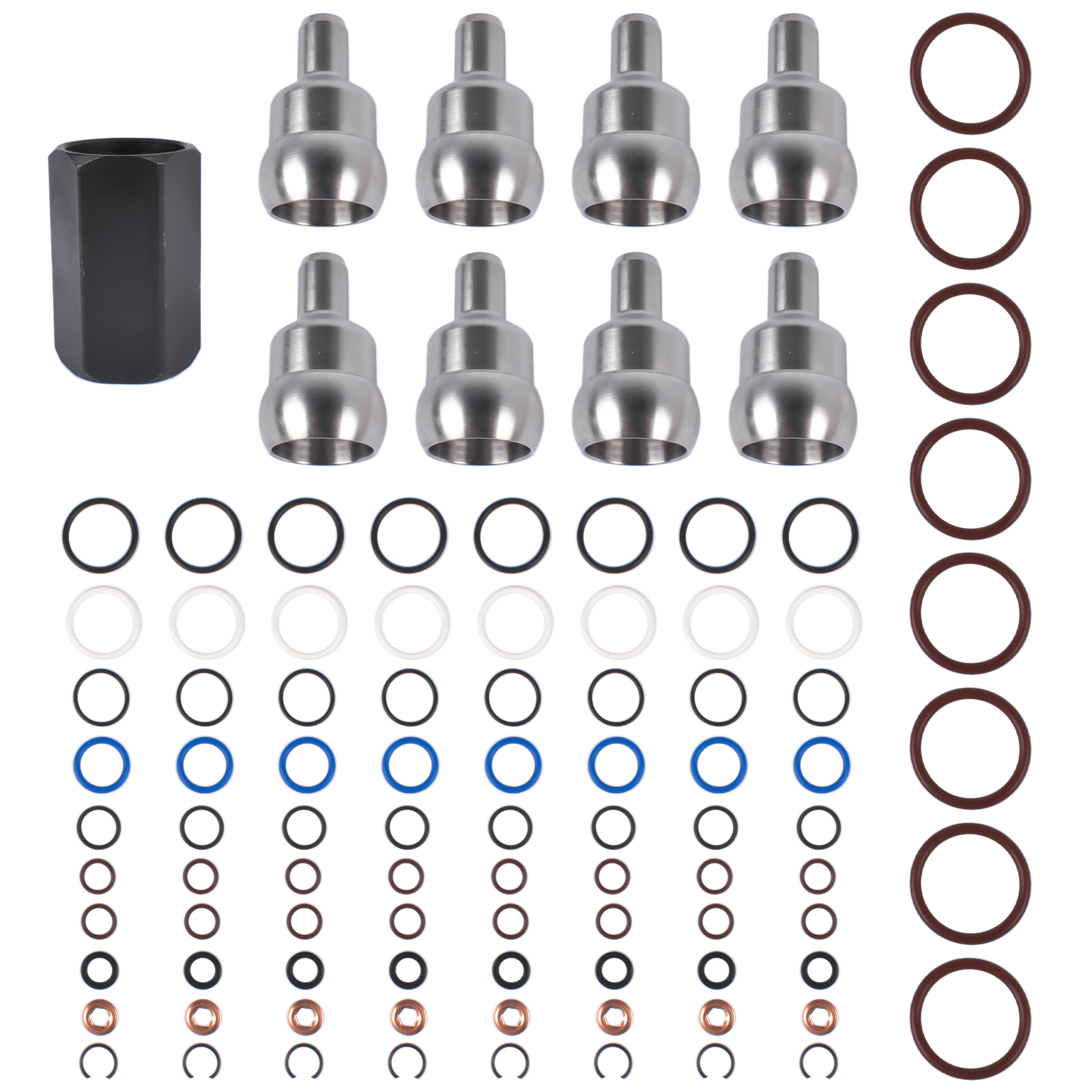 Oil Rail Leak Repair Kit Tool O-rings + Injector + Copper Crush Washers for Ford 6.0L 2003-2010