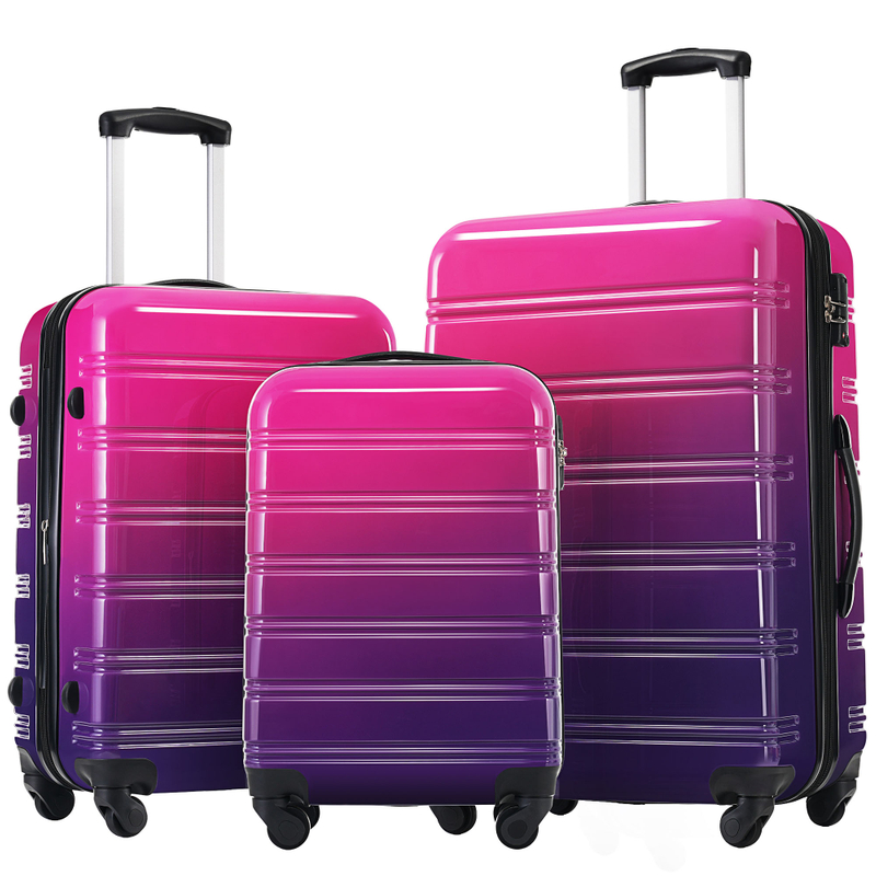 Hardshell Luggage Sets 3 Piece Gradient Color Expandable Suitcase with Spinner Wheels And TSA Lock Lightweight 20