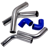 2.5" Universal Aluminum Intercooler Turbo Piping Pipe Kit+ Silicone Hose + Clamps
