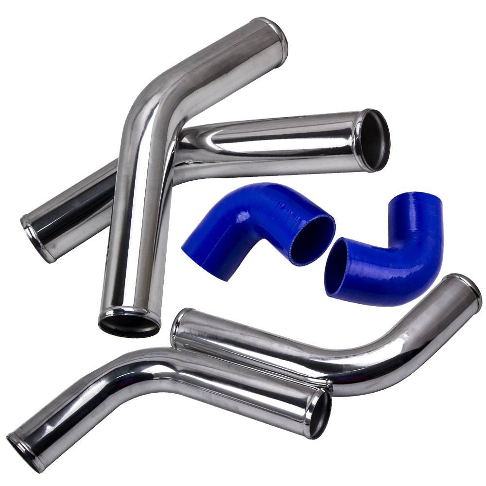 2.5" Universal Aluminum Intercooler Turbo Piping Pipe Kit+ Silicone Hose + Clamps