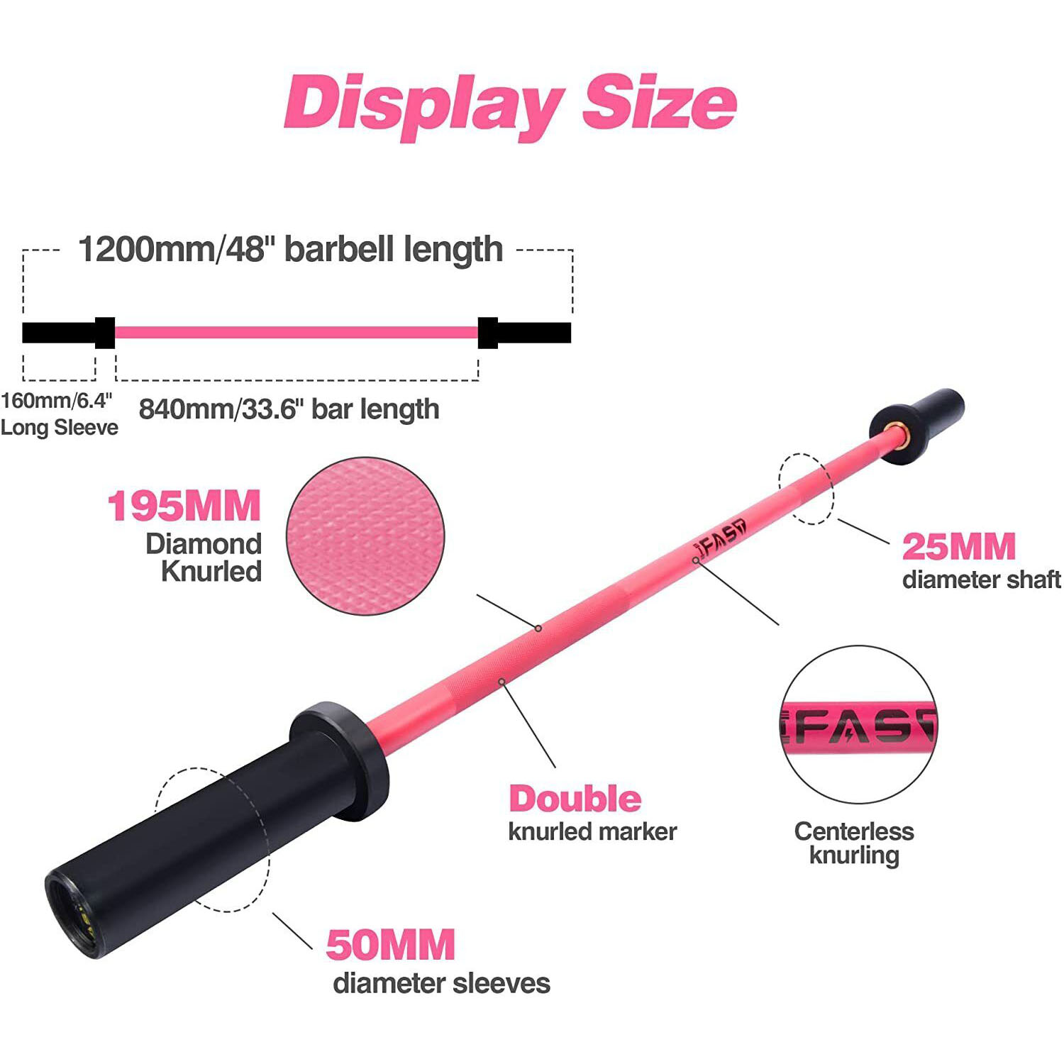 Olympic Barbell Bar Plates 4Ft Solid Iron Fitness Weightlifting