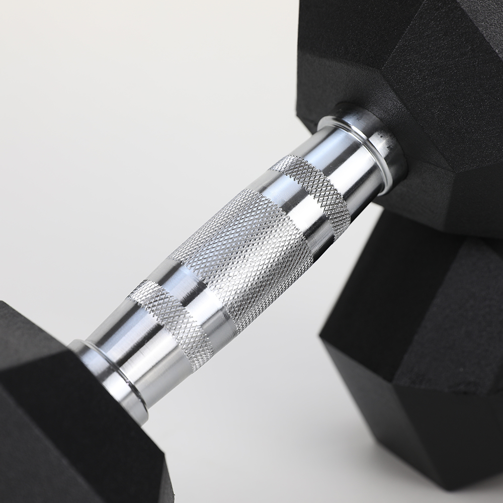 20LB (1piece)HDRS Rubber Coated Solid Cast Iron Dumbbell with Contoured Chrome Handle, Hexagon Head