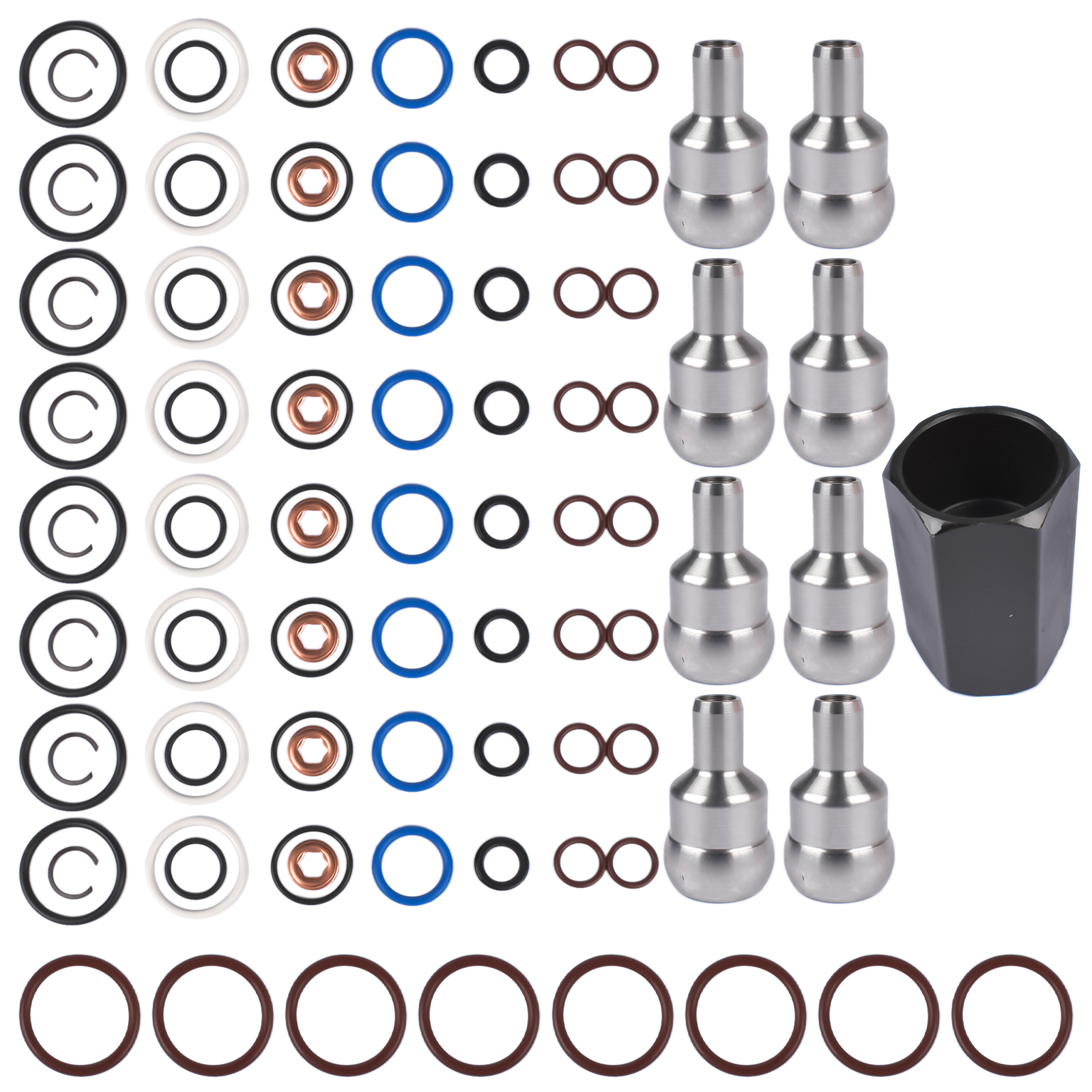 Oil Rail Leak Repair Kit Tool O-rings + Injector + Copper Crush Washers for Ford 6.0L 2003-2010