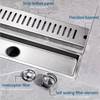 1pc Long Floor Drain, Toilet Stainless Steel SUS304 Thickened Large-capacity Anti-odor Hotel Shower Drain, Room Engineering Rectangular Strip Drain Floor Drain