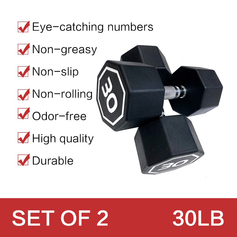 APOLLO IR3920 Premium Octagonal Dumbbells, Large Numbers, Hard Chrome Plated Handle Dumbbells To Assist with Push-Ups, 30 Lbs Set of 2